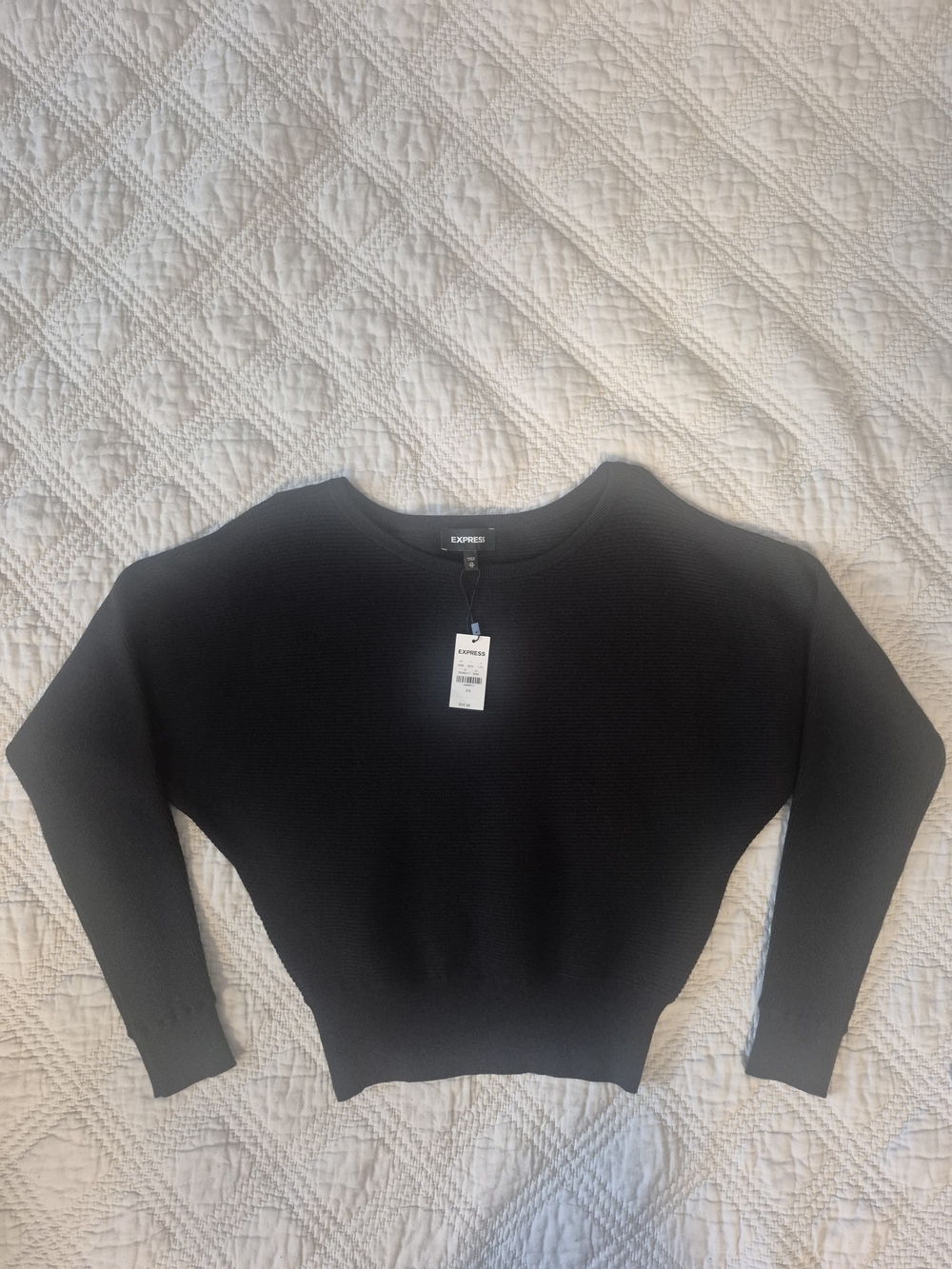 Express Black Ribbed Dolman Boatneck Sweater XS NWT